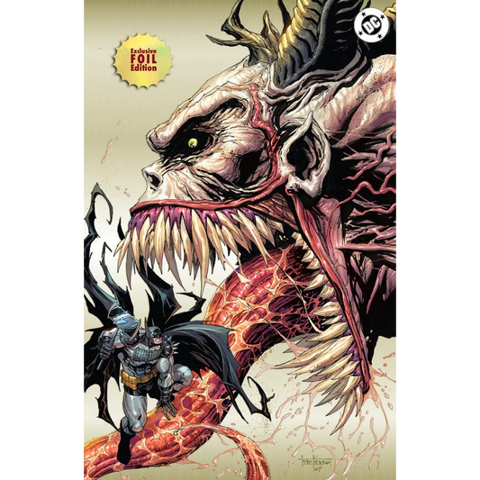 Batman confronts Venom on Tyler Kirkham exclusive foil cover for Absolute Batman #18