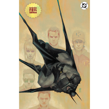 Black armored batman with a glossy textured suit and pointed cape from miguel mercado exclusive absolute batman variant