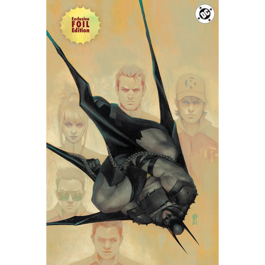 Black armored batman with a glossy textured suit and pointed cape from miguel mercado exclusive absolute batman variant