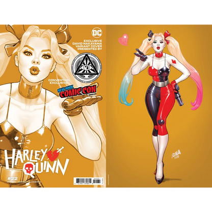 Harley Quinn comic book cover with two illustrations by Matteo Lolli featuring Stephanie Phillips
