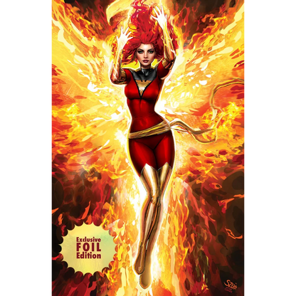 Nathan Szerdy exclusive comic cover featuring Jean Grey as the Phoenix foil art