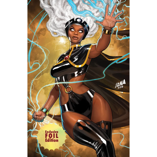 Storm #1 Foil Variant comic cover by David Nakayama featuring lightning and glowing eyes