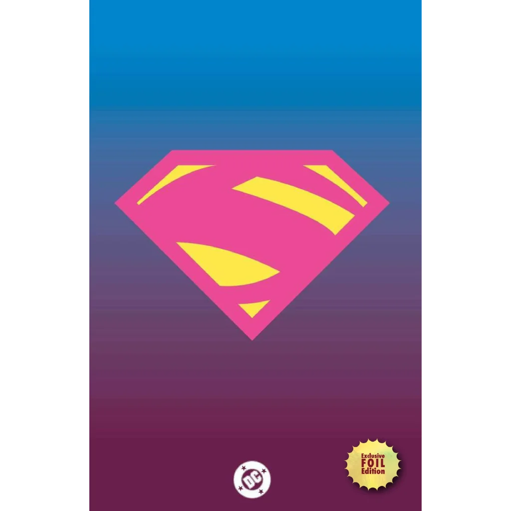 Pink and yellow Supergirl exclusive logo var on gradient background