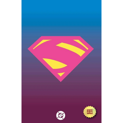 Pink and yellow Supergirl exclusive logo var on gradient background