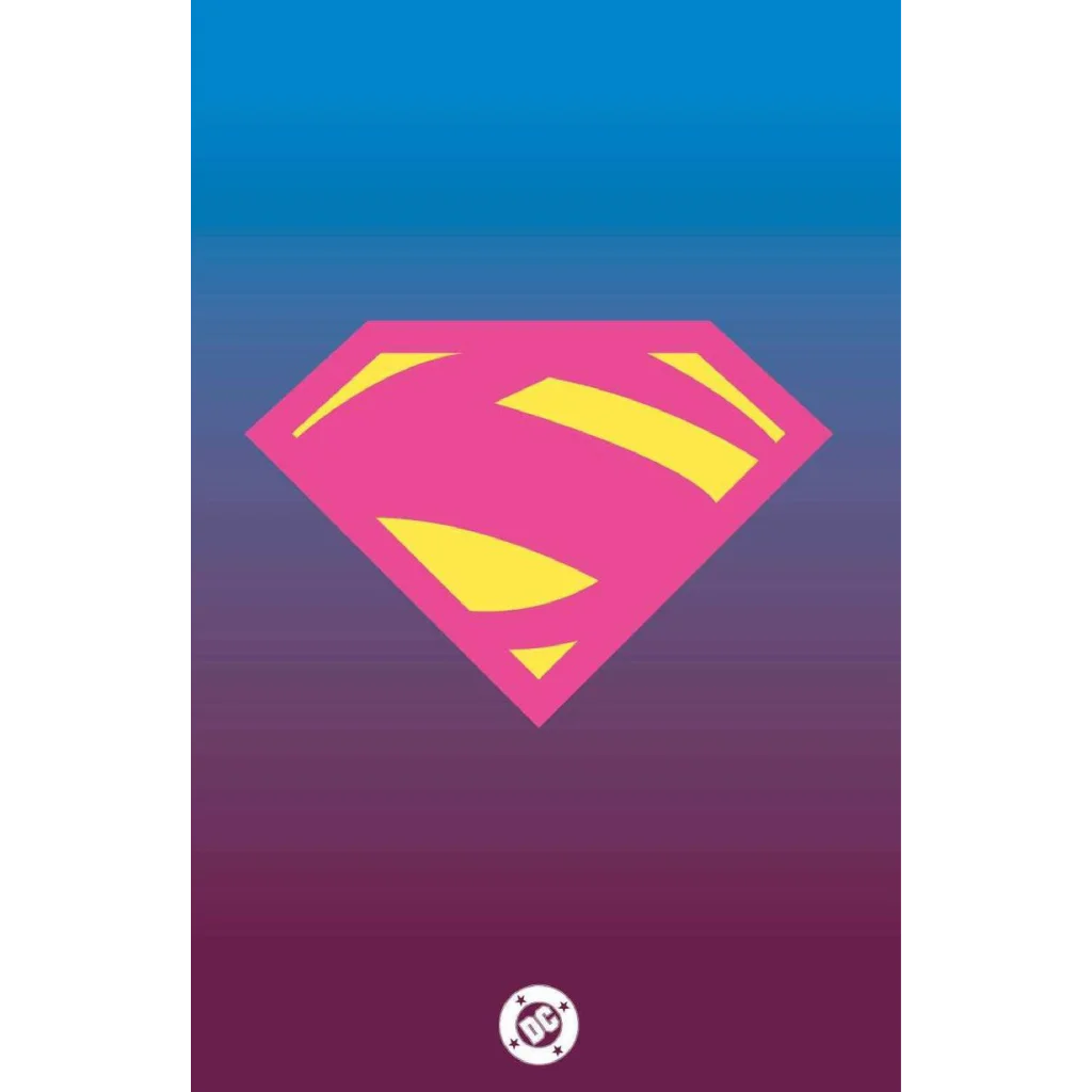 Pink and yellow Supergirl exclusive logo var on gradient background