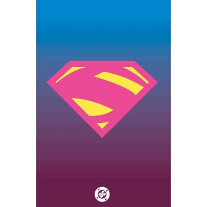 Pink and yellow Supergirl exclusive logo var on gradient background