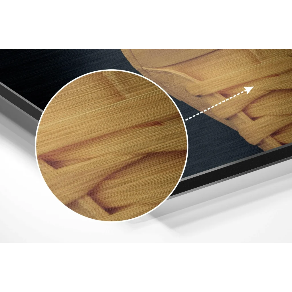 Premium brushed aluminium dibond sneaker wall art with wooden texture