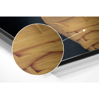 Premium brushed aluminium dibond sneaker wall art with wooden texture