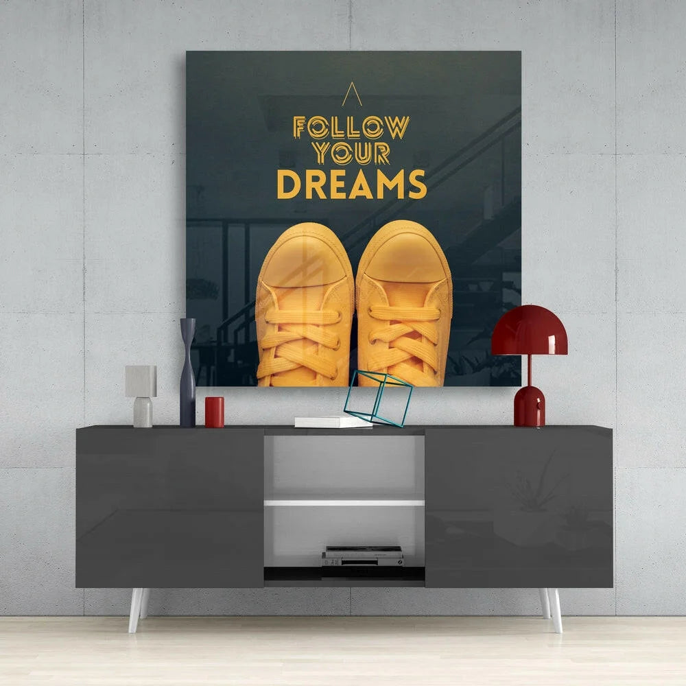 Yellow Sneakers Dreams Canvas Wall Art Print | Contemporary Home Wall Art | vintageantiquesgifts.com