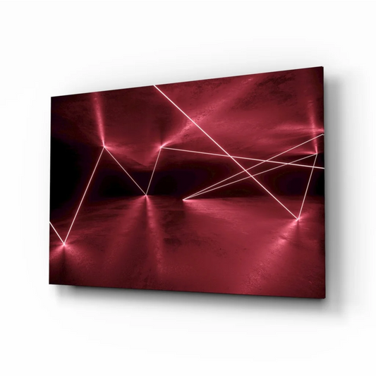 Crimson Laser Lines Glass Wall Art Canvas Print | Insigneart USA | vintageantiquesgifts.com