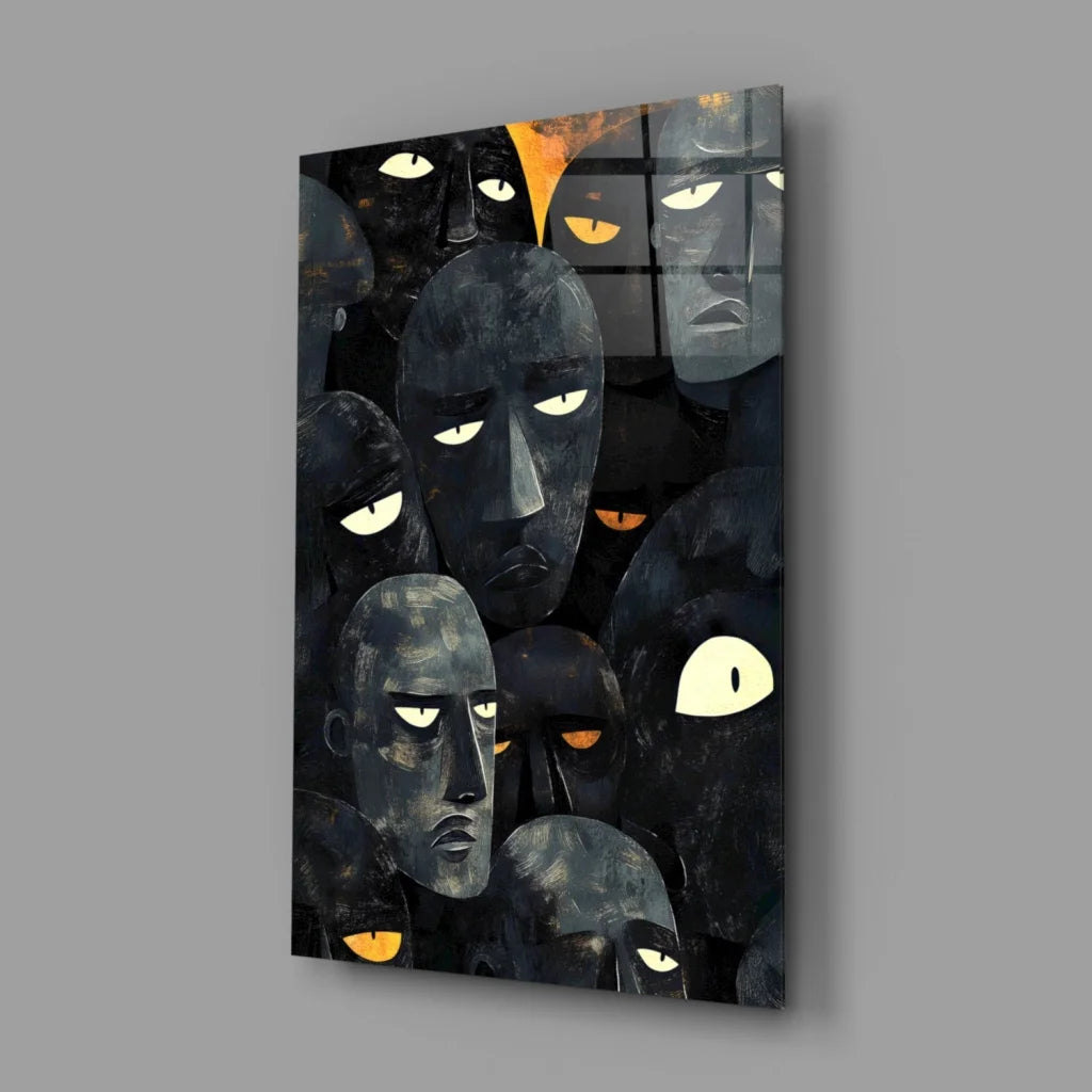 Abstract glowing eyes wall art canvas with dark mystique