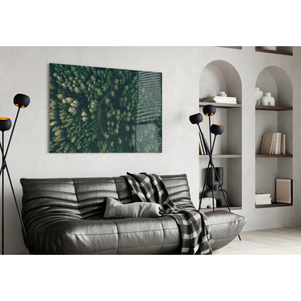Lush Forest Path Glass Wall Art Print | Contemporary Home Wall Art | vintageantiquesgifts.com