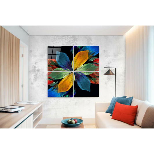 Explosive Floral Glass Wall Art in Bold Rainbow Colors | Insigneart USA | vintageantiquesgifts.com
