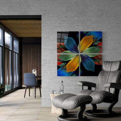 Explosive Floral Glass Wall Art in Bold Rainbow Colors | Modern Wall Art Decor | vintageantiquesgifts.com