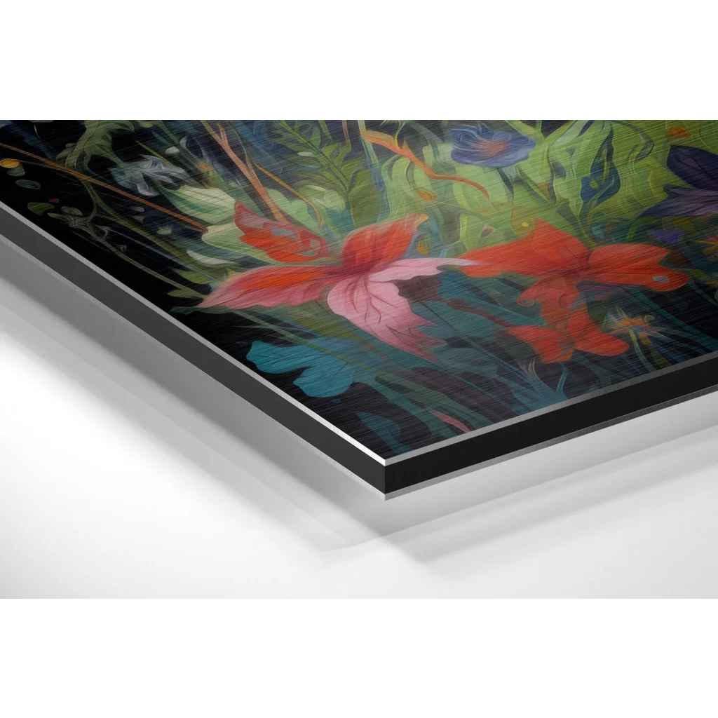 Stunning floral fox art on brushed aluminium dibond print