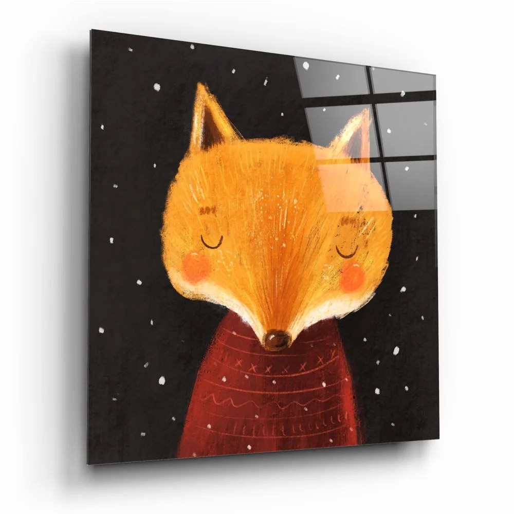 Cozy Fox Tempered Glass Art with Starry Night Design | Insigneart USA | vintageantiquesgifts.com