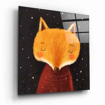 Cozy Fox Tempered Glass Art with Starry Night Design | Insigneart USA | vintageantiquesgifts.com
