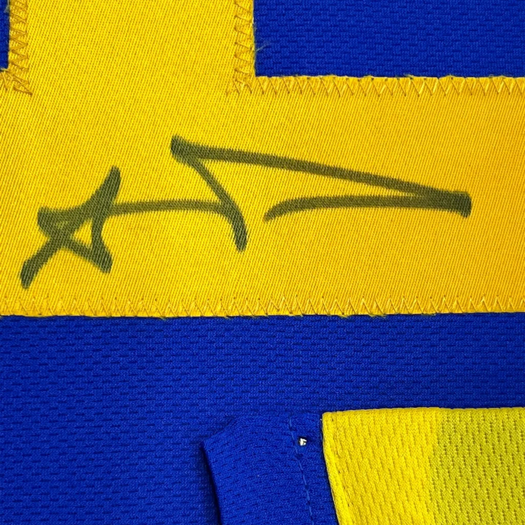 Framed Autographed Aaron Donald 35x39 Los Angeles LA Retro Football Jersey JSA COA | Certified Authentic Signed Memorabilia | vintageantiquesgifts.com
