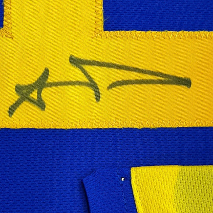 Framed Autographed Aaron Donald 35x39 Los Angeles LA Retro Football Jersey JSA COA | Certified Authentic Signed Memorabilia | vintageantiquesgifts.com