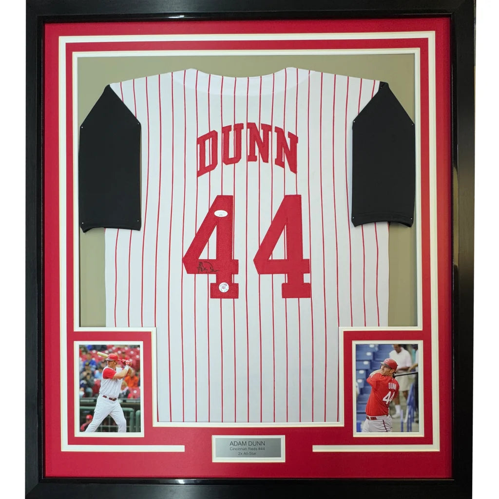 Framed Adam Dunn signed jersey with photos making walls come alive