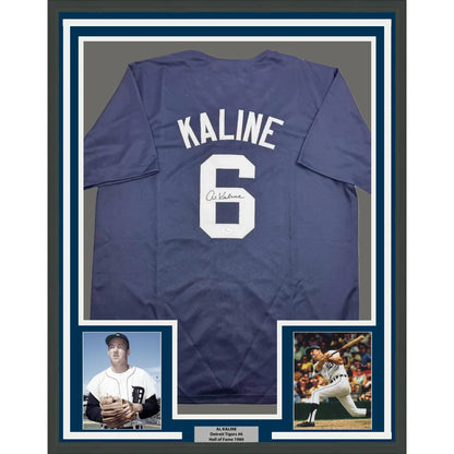 Professionally framed Al Kaline Detroit Tigers autographed jersey with photos and plaque