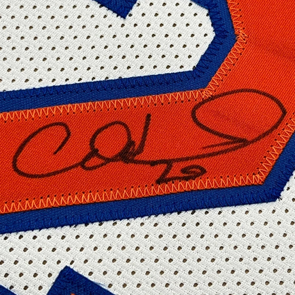 Framed Autographed Allan Houston 35x39 New York White Basketball Jersey PSA/DNA COA | Certified Authentic Signed Memorabilia | vintageantiquesgifts.com