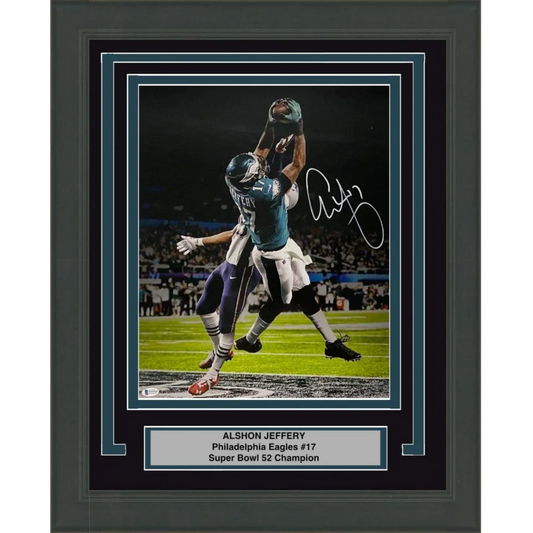 Framed Autographed Alshon Jeffery Philadelphia Eagles Super Bowl LII 52 TD Catch 16x20 Football Photo Beckett BAS COA | Hall of Fame Sports Memorabilia | vintageantiquesgifts.com