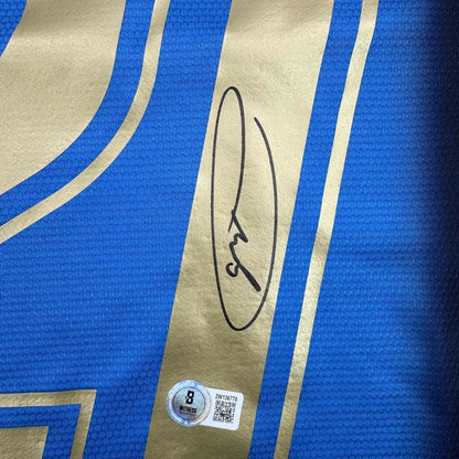 Framed autographed Andrea Pirlo Italy blue soccer jersey with Beckett BAS COA