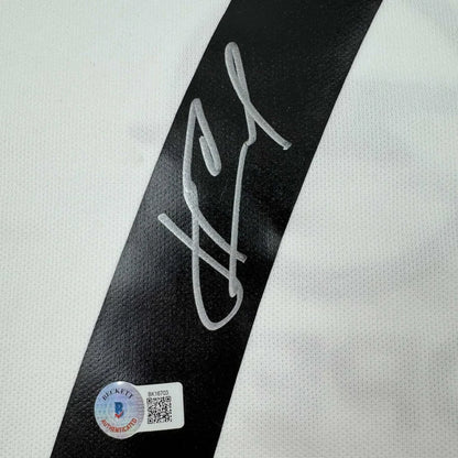 Black diagonal stripe with silver autograph and beckett authentication sticker on framed andriy shevchenko ac milan jersey