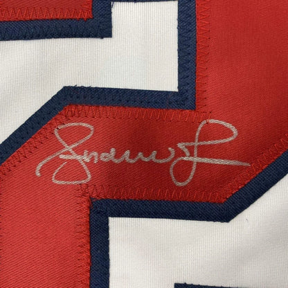 Framed Autographed Andruw Jones 35x39 Atlanta White Baseball Jersey JSA COA | Certified Authentic Signed Memorabilia | vintageantiquesgifts.com