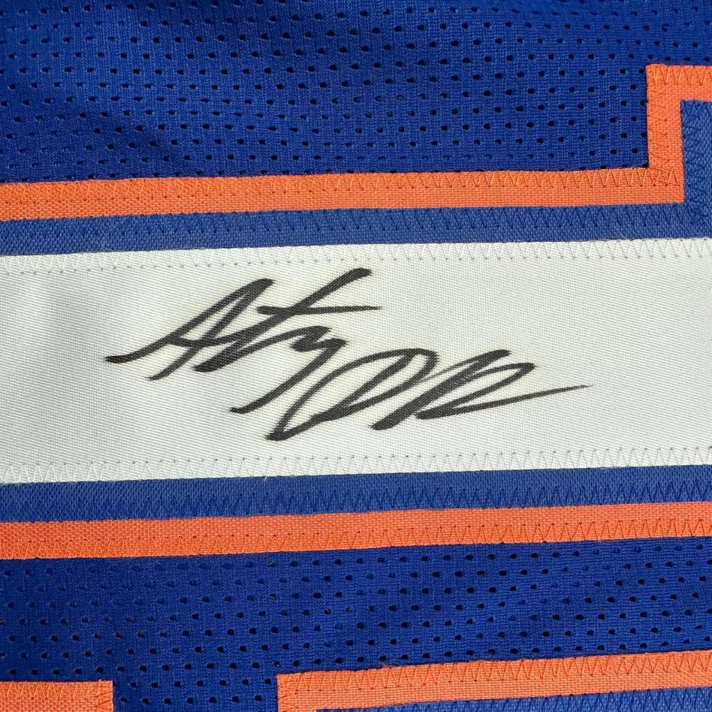 Framed Autographed Anthony Richardson 35x39 Florida Blue College Football Jersey JSA COA | Certified Authentic Signed Memorabilia | vintageantiquesgifts.com