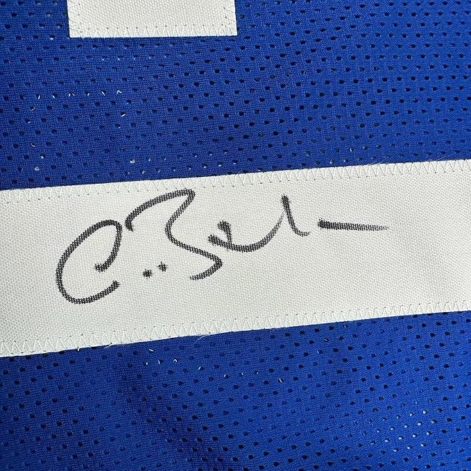 Framed Autographed Antoine Bethea 35x39 Indianapolis Blue Football Jersey JSA COA | Certified Authentic Signed Memorabilia | vintageantiquesgifts.com