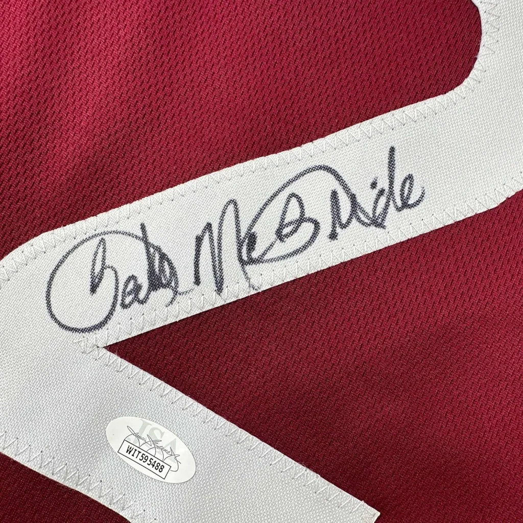Framed autographed Bake McBride maroon Phillies jersey with JSA COA