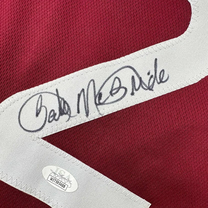 Framed autographed Bake McBride maroon Phillies jersey with JSA COA