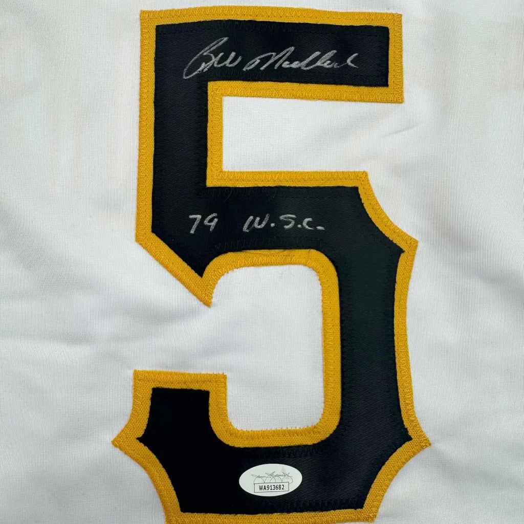 Framed Autographed Bill Madlock 35x39 Pittsburgh White Baseball Jersey JSA COA | Certified Authentic Signed Memorabilia | vintageantiquesgifts.com