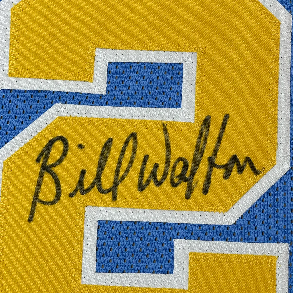Blue and yellow signed Bill Walton UCLA basketball jersey in a premium frame