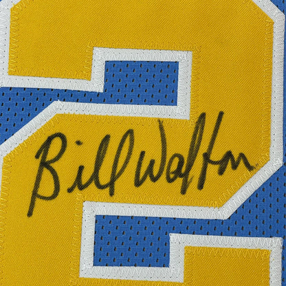 Blue and yellow signed Bill Walton UCLA basketball jersey in a premium frame