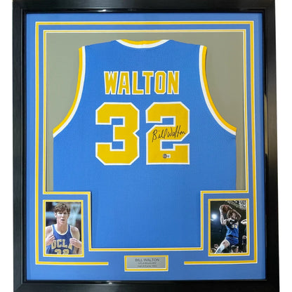Framed autographed Bill Walton UCLA blue jersey number 32 JSA COA