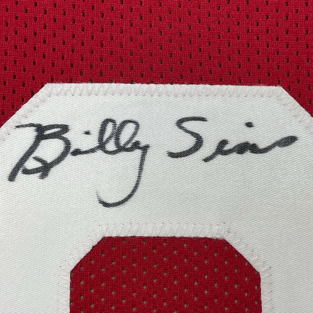 Framed signed Billy Sims 1978 Heisman Oklahoma maroon jersey with JSA COA