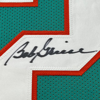 Close-up of Bob Griese signed Miami Dolphins jersey with JSA COA