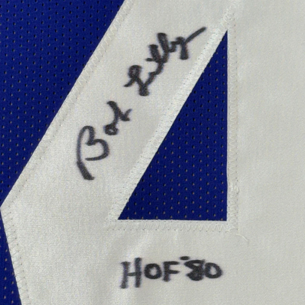 Professionally framed Bob Lilly HOF Dallas Retro Blue jersey with autograph