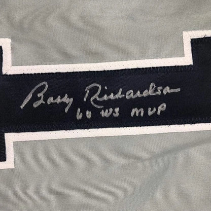 Framed Autographed Bobby Richardson 35x39 60 WS MVP New York Grey Baseball Jersey JSA COA | Certified Authentic Signed Memorabilia | vintageantiquesgifts.com
