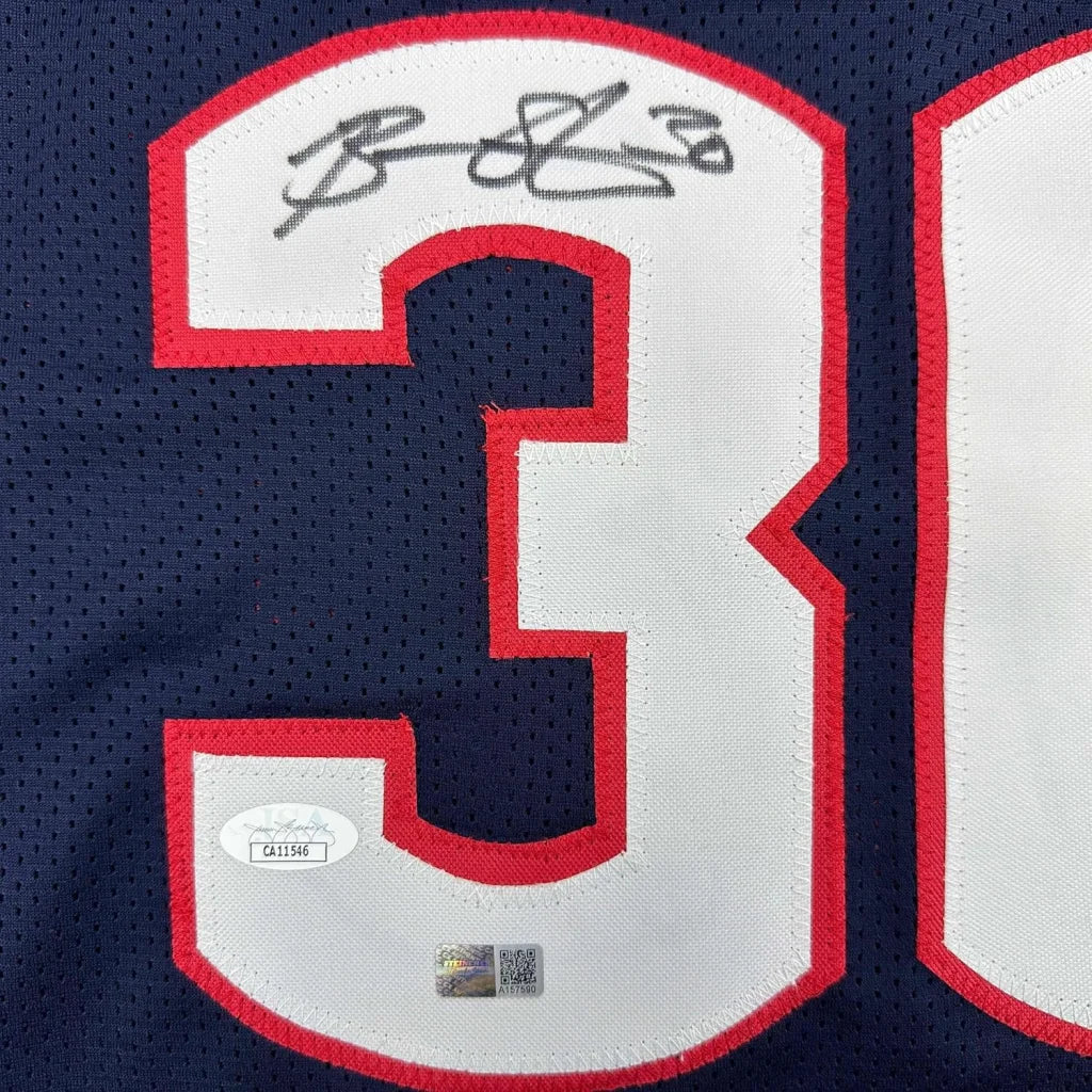 Framed autographed Breanna Stewart navy blue UConn jersey with number 30 JSA COA