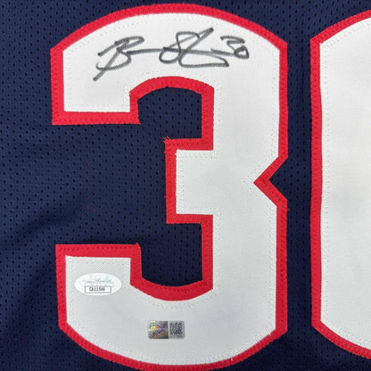 Framed autographed Breanna Stewart navy blue UConn jersey with number 30 JSA COA