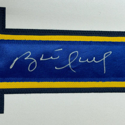 Framed Autographed Brett Hull 35x39 St. Louis White Hockey Jersey JSA COA | Certified Authentic Signed Memorabilia | vintageantiquesgifts.com