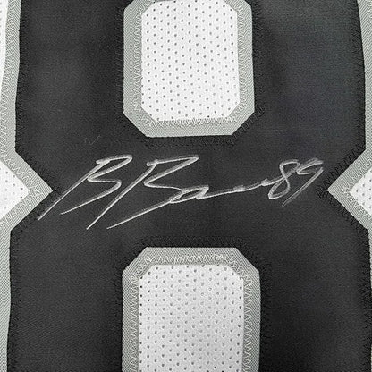 Framed autographed Brock Bowers Las Vegas Raiders white jersey Beckett COA
