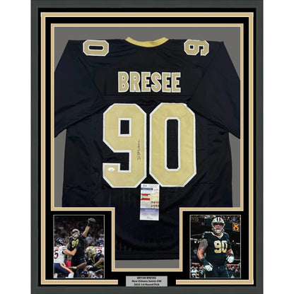 Framed Autographed Bryan Bresee 35x39 New Orleans Black Football Jersey JSA COA | Hall of Fame Sports Memorabilia | vintageantiquesgifts.com