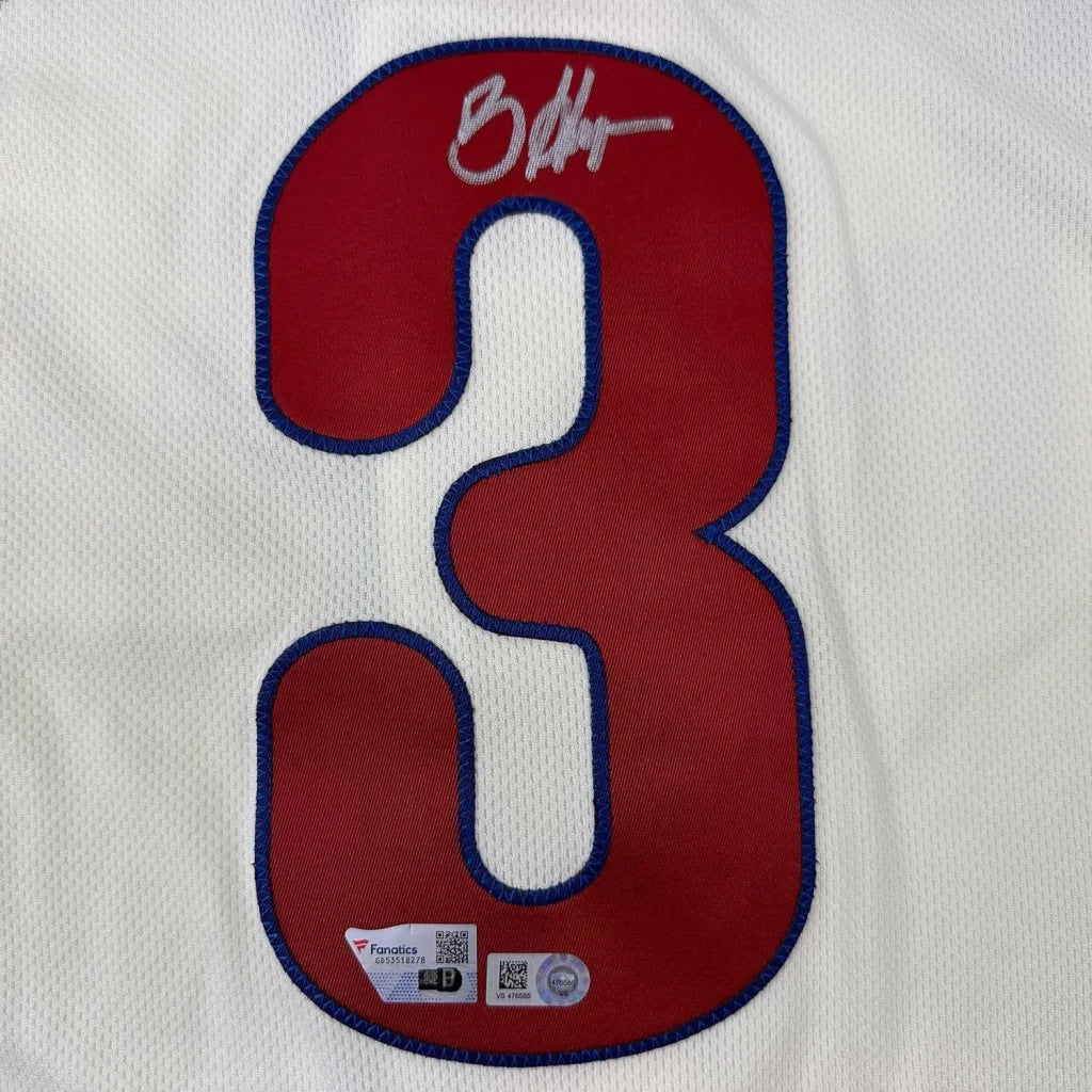 Framed Autographed Bryce Harper 35x39 Philadelphia Phillies Cream Authentic Baseball Jersey Fanatics & MLB COA | Certified Authentic Signed Memorabilia | vintageantiquesgifts.com