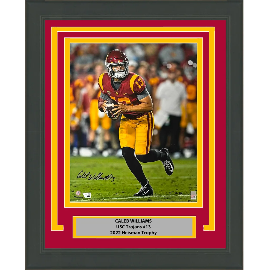 Framed Autographed Caleb Williams USC Trojans 16x20 College Football Photo Fanatics COA | Hall of Fame Sports Memorabilia | vintageantiquesgifts.com
