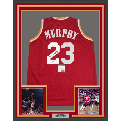 Framed autographed MURPHY 23 red basketball jersey with third party authentication